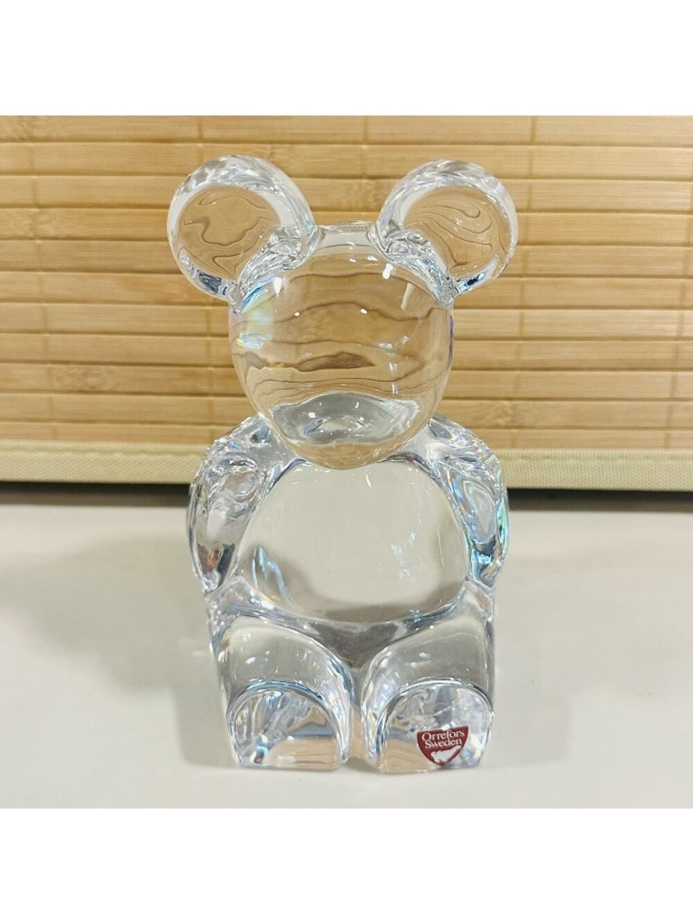 Orrefors Heavy Crystal 5.5” Sitting Bear Figure Paperweight Teddy Scandi Clear